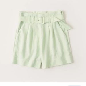 Abercrombie & fitch light green ultra high waist shorts linen belted size xs